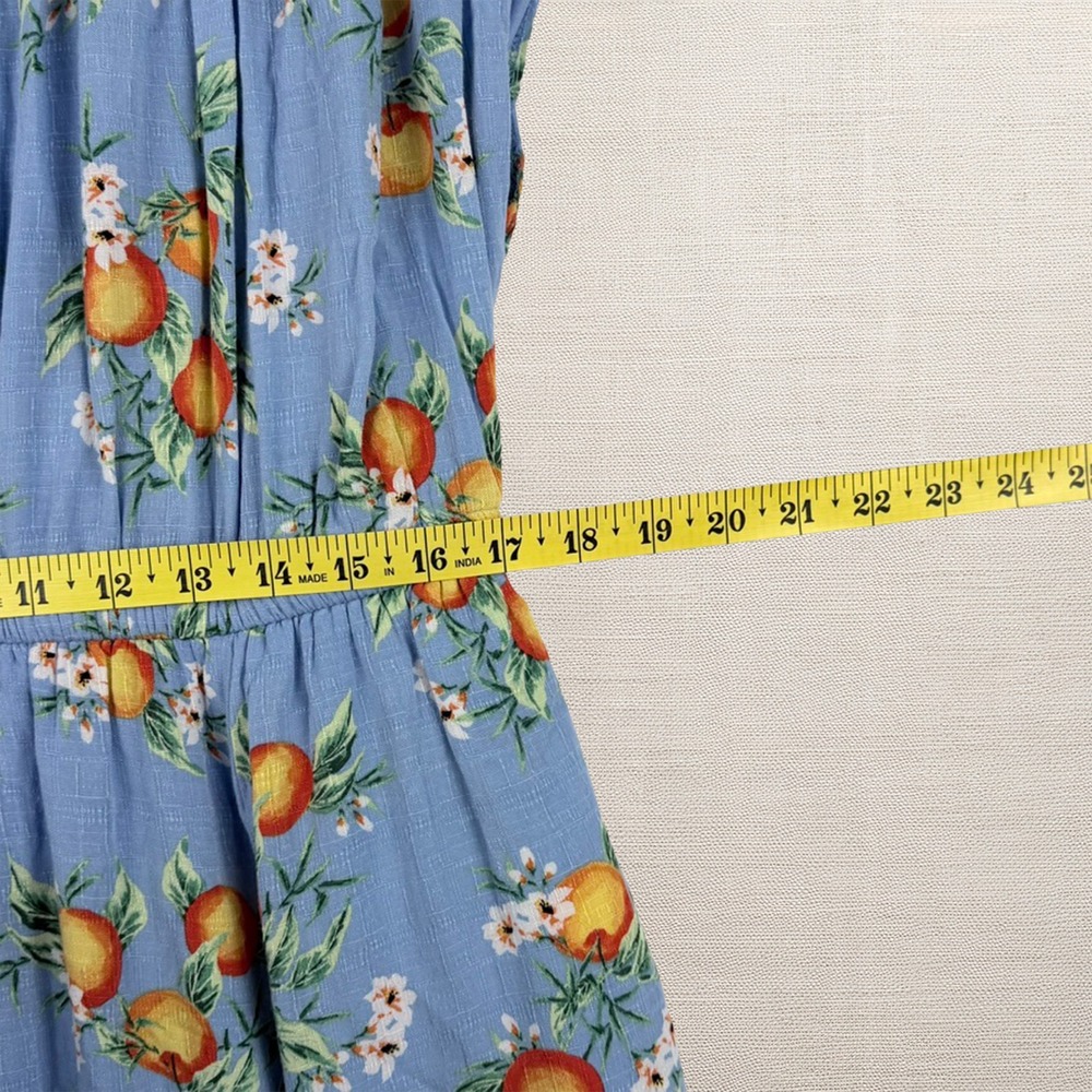 Torrid Midi Dress 2 Blue Orange Fruit Flower Blossom Cottagecore Milkmaid Boho - Picture 10 of 12